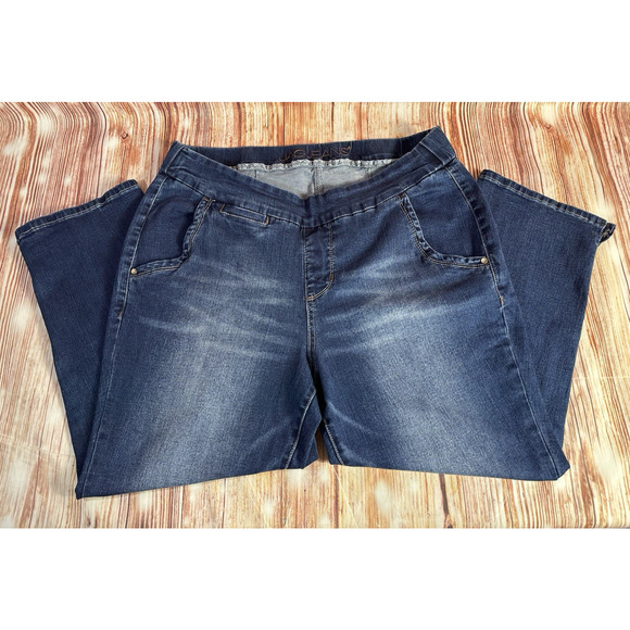 Jag Jeans CLASSIC FIT Size 16W Pull On High Rise Straight Crop Denim Pants 32x23 - Picture 3 of 10